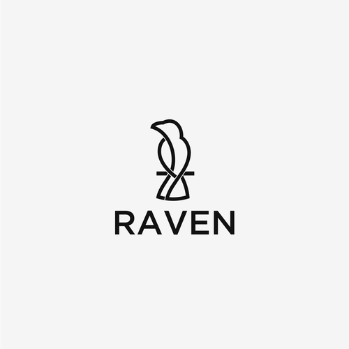 Raven logo with the title 'Abstract logo design for software application company'