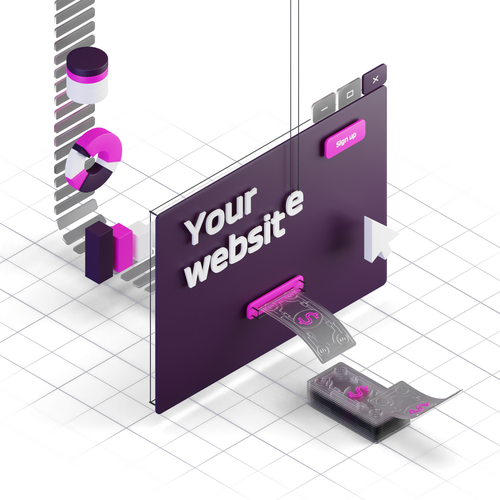 3D illustration with the title 'Money-making machine'