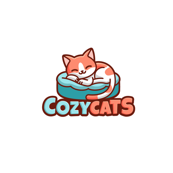 Cute cat logo with the title 'Cozy Cats Logo'