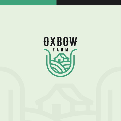 Barn logo with the title 'Trendy logo design for Oxbow Farm'