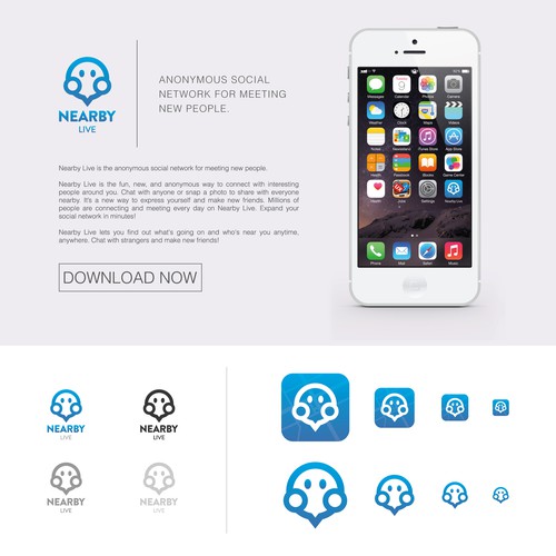 Mobile design with the title 'Icon Design for Nearby Live'