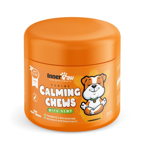 Dog label with the title 'Dog Health Supplement Chews Label Designs'