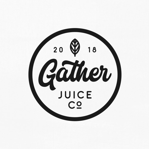 Handwritten logo with the title 'Hand Lettering Logo for Gather Juice co'
