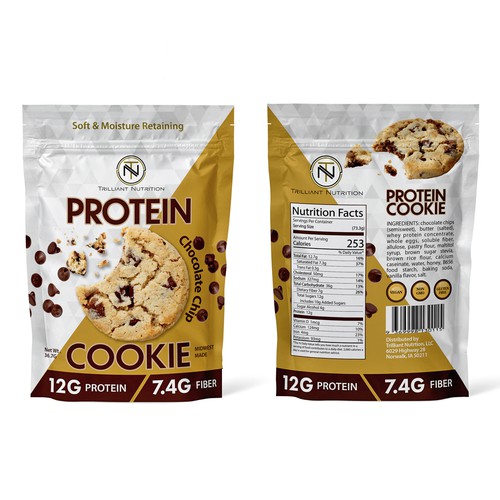 Biscuit packaging with the title 'Protein Cookie Package Design Contest'