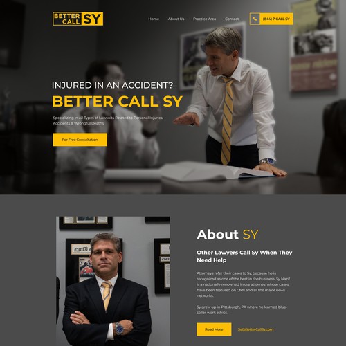 Lawyer website with the title 'Homepage for an Injury Lawyer'