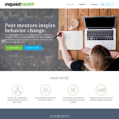 Health website with the title 'Redesign corporate website of a healthcare tech startup'