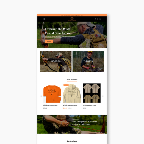 Sales page design with the title 'Landing page design for merch sales page'