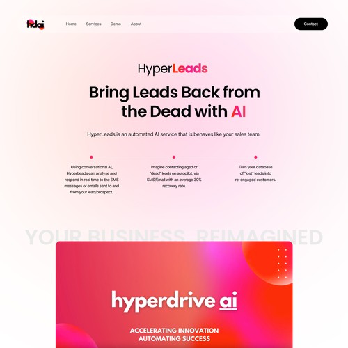 Artificial intelligence website with the title 'AI technology'