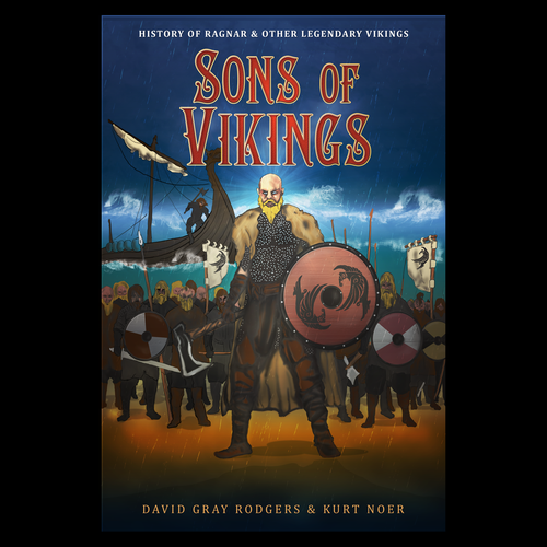 Sea artwork with the title 'Book cover for sonsofvikings.com'