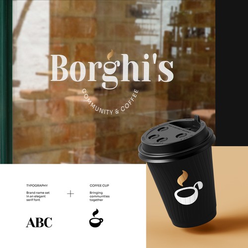 Geometric logo with the title 'An elegant logotype for a community-centric café'