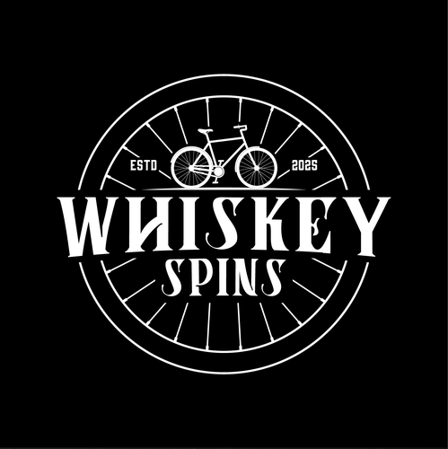 Wheel logo with the title 'Whiskey Spins Logo'
