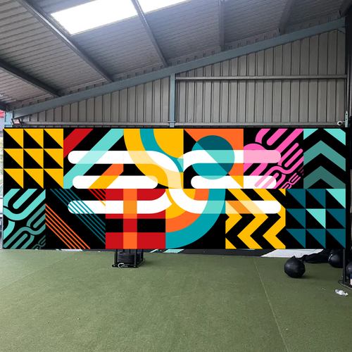 Mural artwork with the title 'Mural geometry for Gym'