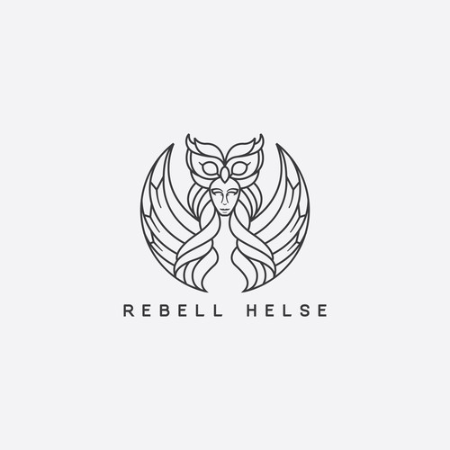 Owl logo with the title 'Athena goddess of wisdom for Rebell Helse '