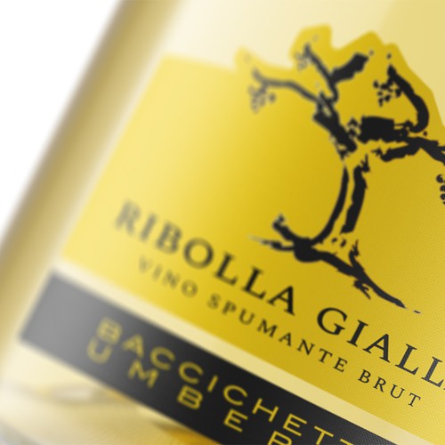 Tree label with the title 'Sparkling wine "Ribolla Gialla"'
