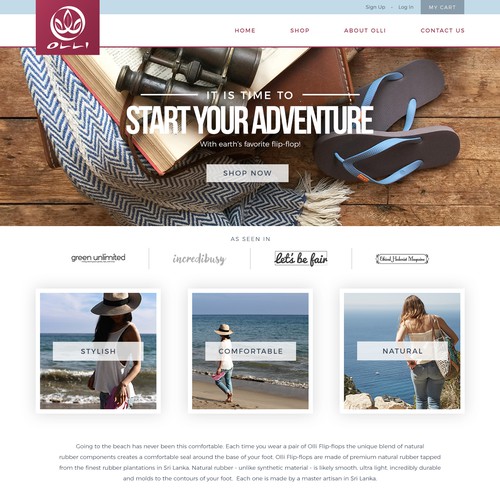 Natural website with the title 'Trendy design for Flip-flop website'
