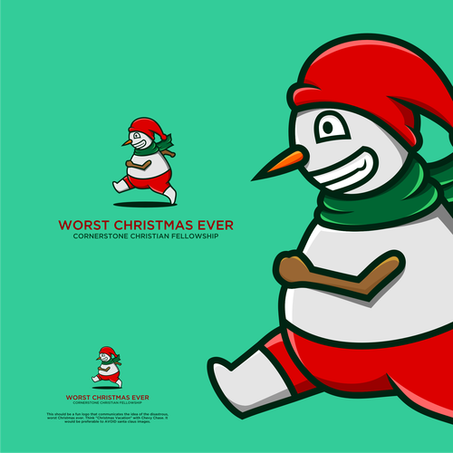 Christmas logo with the title 'Running Snowman'