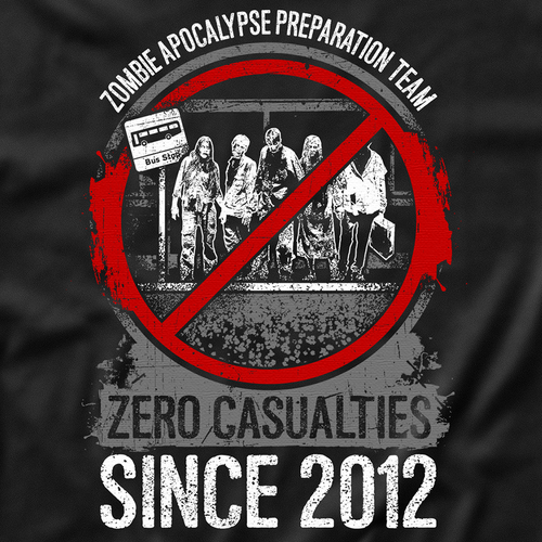 Grunge t-shirt with the title 'Zombie Themed Worker T-shirt'