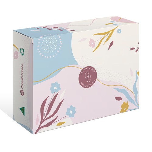 Pink packaging with the title 'Gift Box Design'