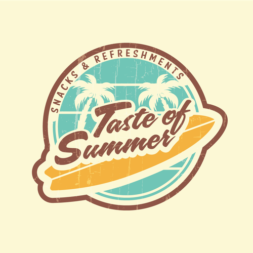 Vintage surf logo with the title 'Taste of Summer'