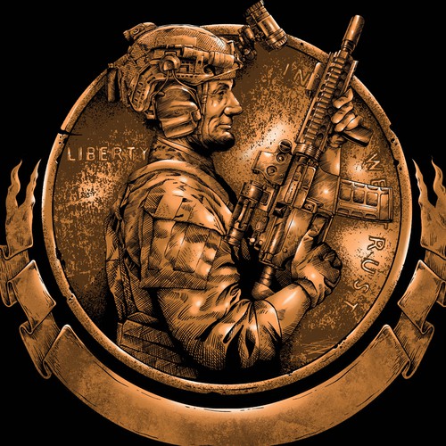 Coin design with the title 'Tactical Abraham Lincoln'
