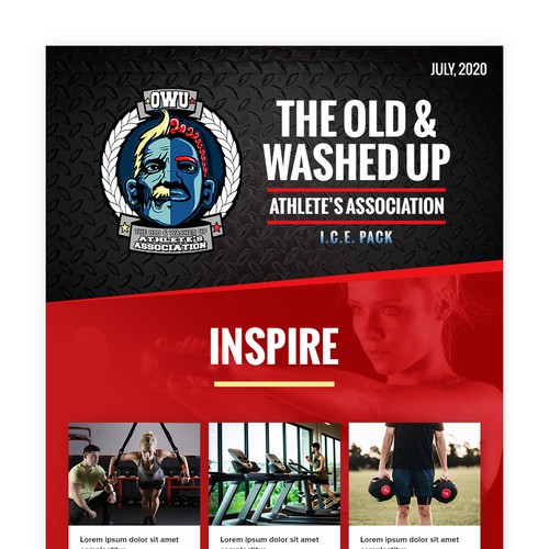 Motivational design with the title 'The Old & Washed Up Newsletter'