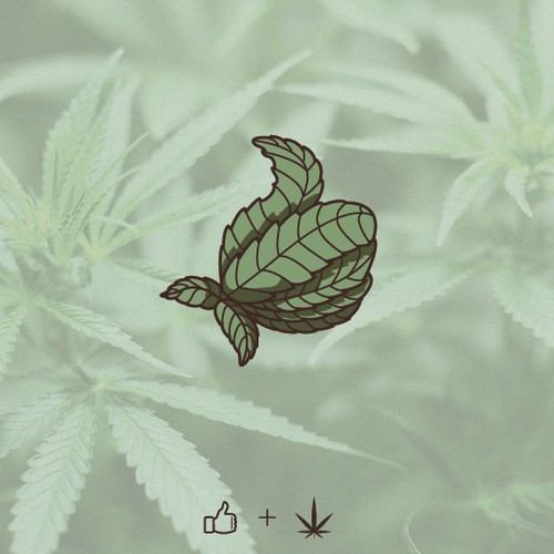 Thumb logo with the title 'Hemp Leaf Thumbs Up'