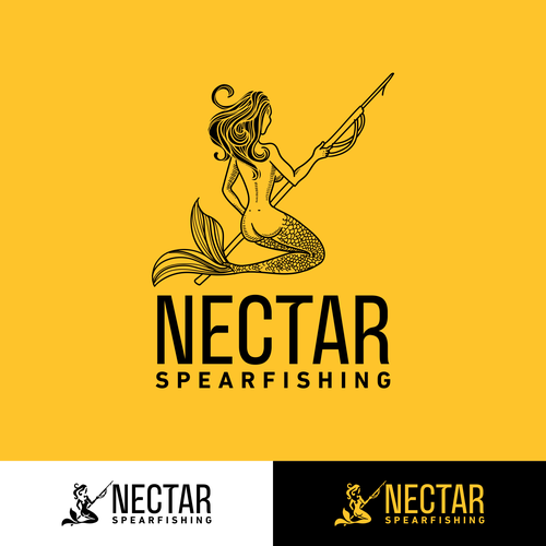 Scuba logo with the title 'Illustrative logo concept for spearfishing and free diving equipment brand'