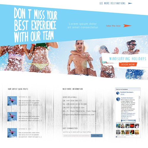 School website with the title 'Web page foe wind surfing school'