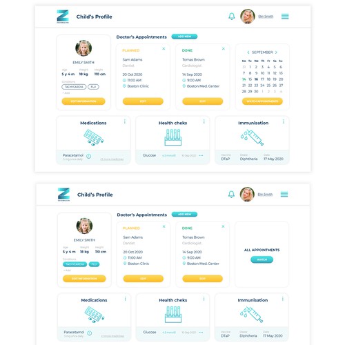Kid website with the title 'Fun minimalism web design of healthcheck website. Second concept'