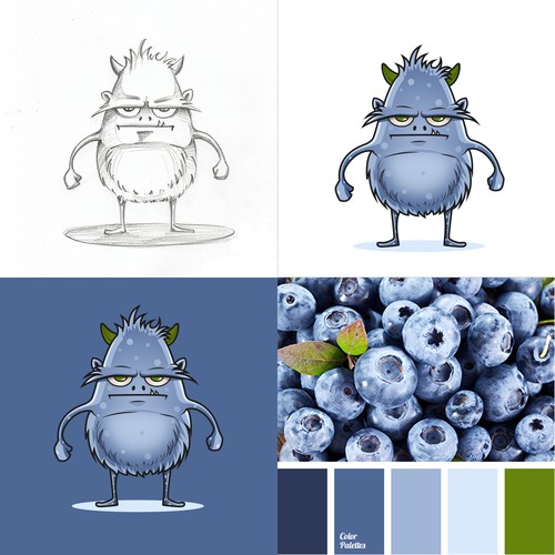 Monster design with the title 'Cute yet menacing monster character'