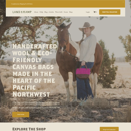 Design with the title 'Land & Kamp Ecommerce Optimization'