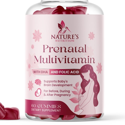 Nutrition label with the title 'Tasty Prenatal Vitamin '