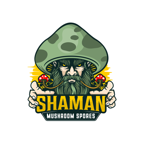 God design with the title 'SHAMAN MUSHROOM SPORES'