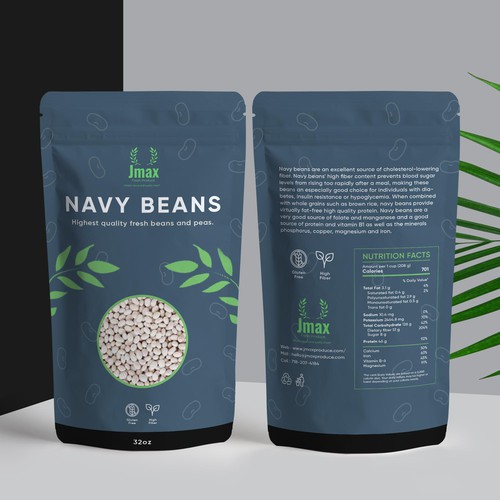 Packet packaging with the title 'Navy Beans Packet Design for Jmax'