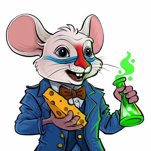 Artwork with the title 'GOLDEN BABOON mouse man'