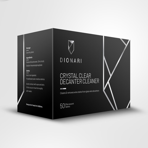 Glass design with the title 'DIONARI Luxurious Stylish Box Design '