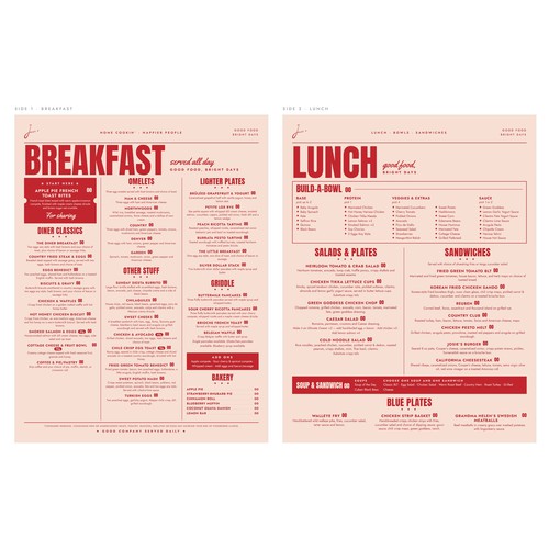 Diner design with the title 'Josie's diner breakfast and lunch menu'