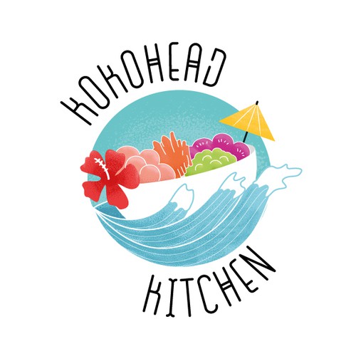 Poke logo with the title 'Logo Kokohead Kitchen'