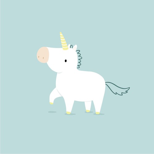 Adobe Illustrator artwork with the title 'Cute Unicorn Illustration'