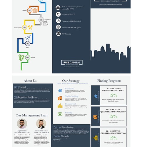 Handout design with the title 'RWB Company Brochure'