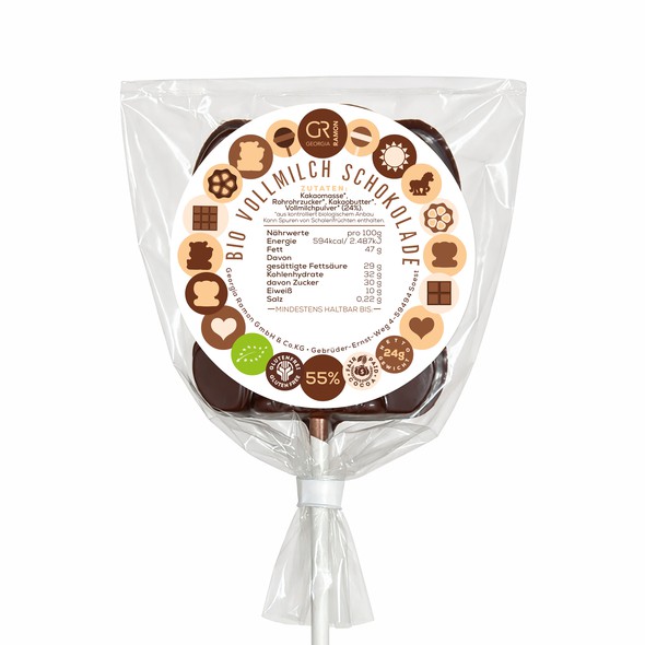 Lollipop design with the title 'Chocolate lollypop Label'