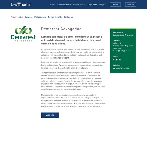 Redesigned website with the title 'Redesign Online Law Firm Directory'