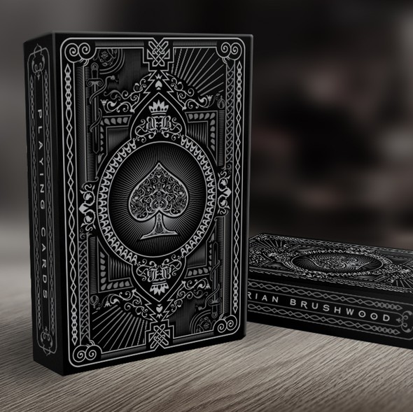 Line art packaging with the title 'Deck of Playing Cards'