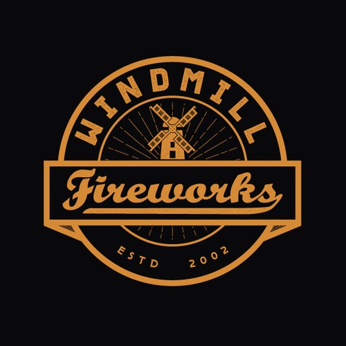 Stamp logo with the title 'Vintage fireworks company logo'