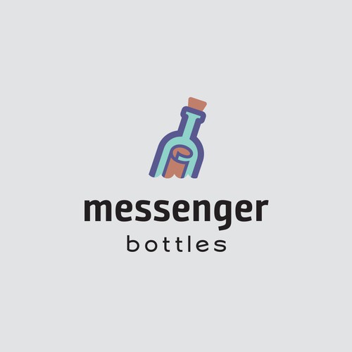 Glass logo with the title 'Messenger Bottle'