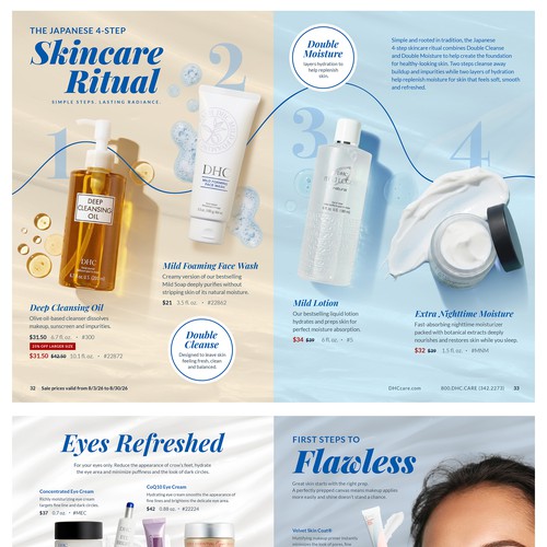 Beauty design with the title 'DHC Skincare Catalog Editorial Redesign'