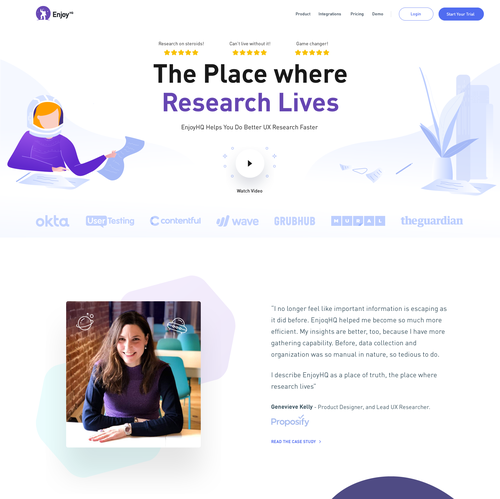 Homepage website with the title 'Customer Research Platform (Saas)'