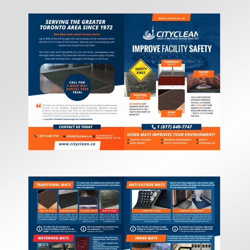 White and orange design with the title 'Brochure for CityClean'