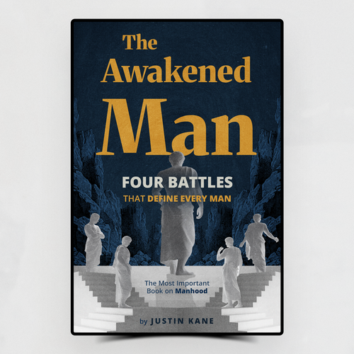 Wisdom design with the title 'Bold Masculine Book Cover for The Awakened Man'