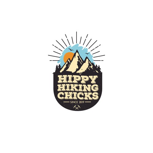 Hiking logo with the title 'Hippy Hiking Chicks '